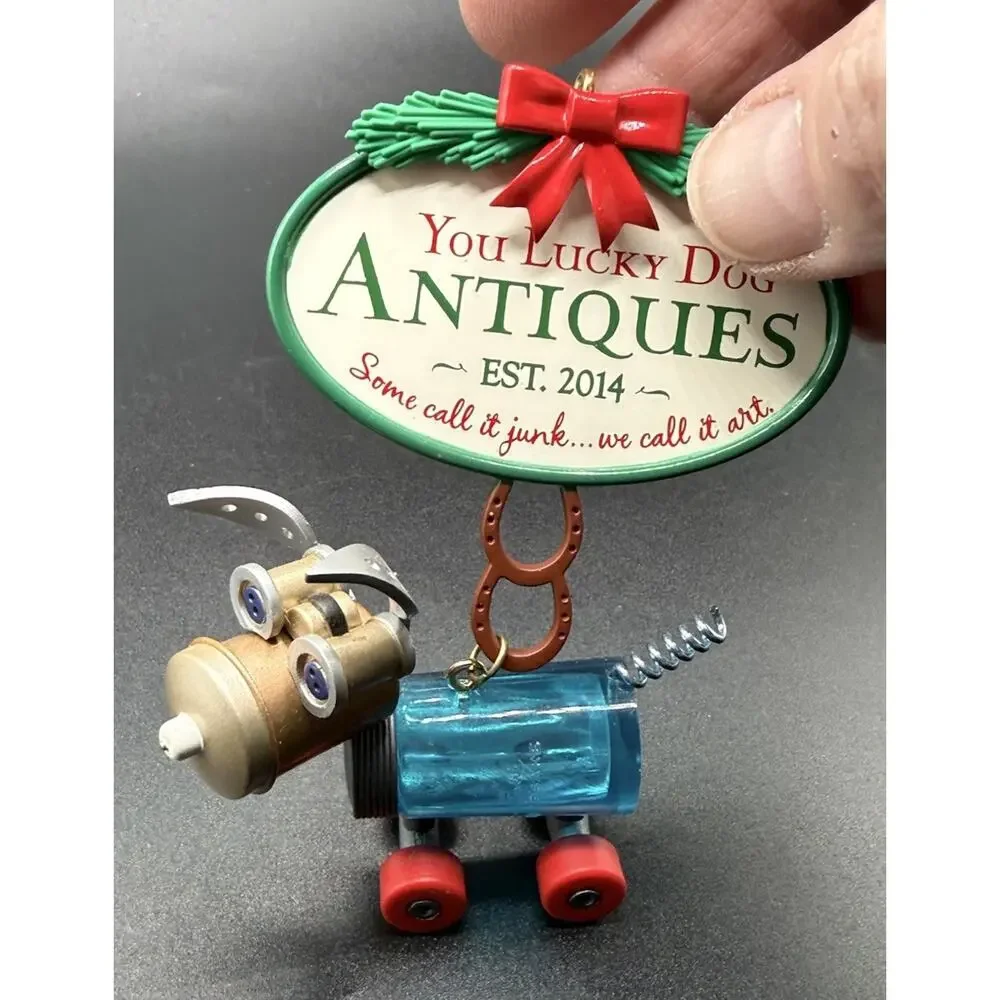 Hallmark YOU LUCKY Dog ANTIQUES Mason Jar Ornament Steampunk No Box Lo16